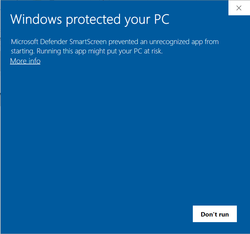 SmartScreen Warning Example