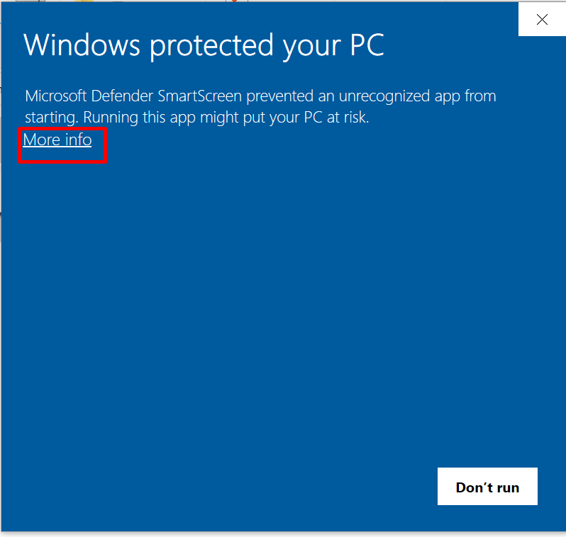 SmartScreen Warning Example